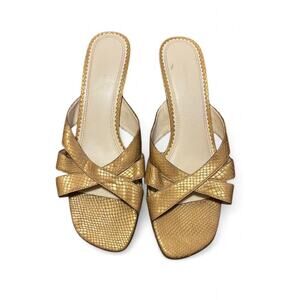 Vintage Gold Snakeskin Mules